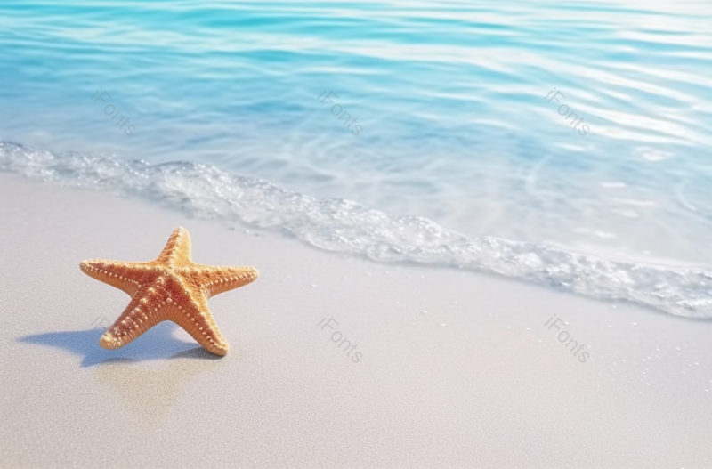 海星被海水覆盖在海滩的海岸线上,高清,摄影图,摄影图片,图片大全,摄影图免费下载